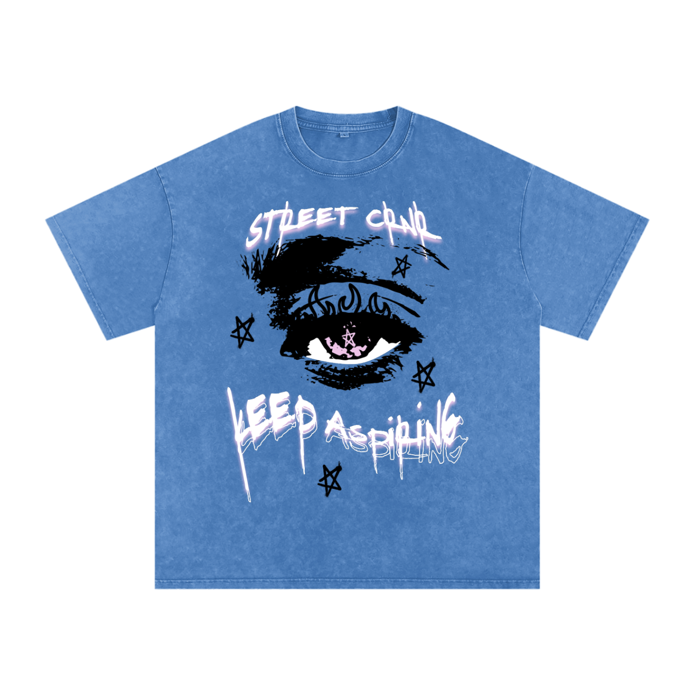 Acid Wash Oversize Graphic T-Shirt - keep aspiring