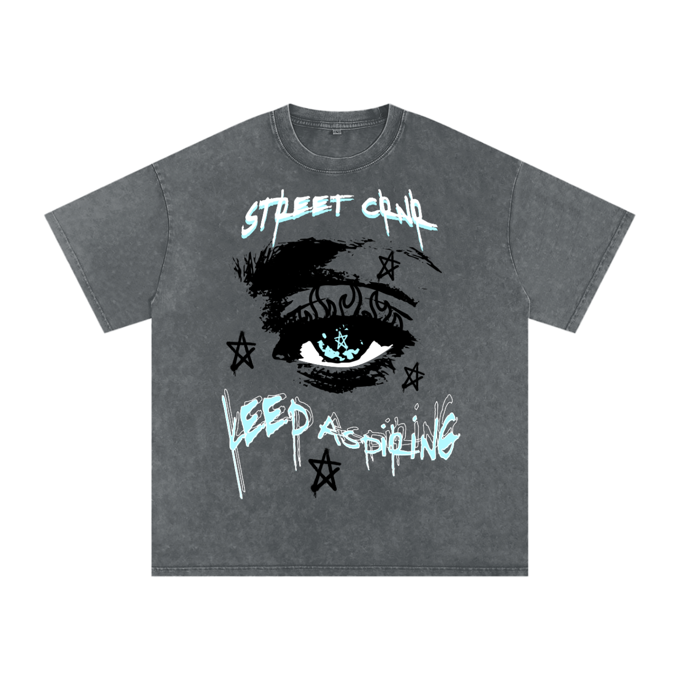 Acid Wash Oversize Graphic T-Shirt - keep aspiring
