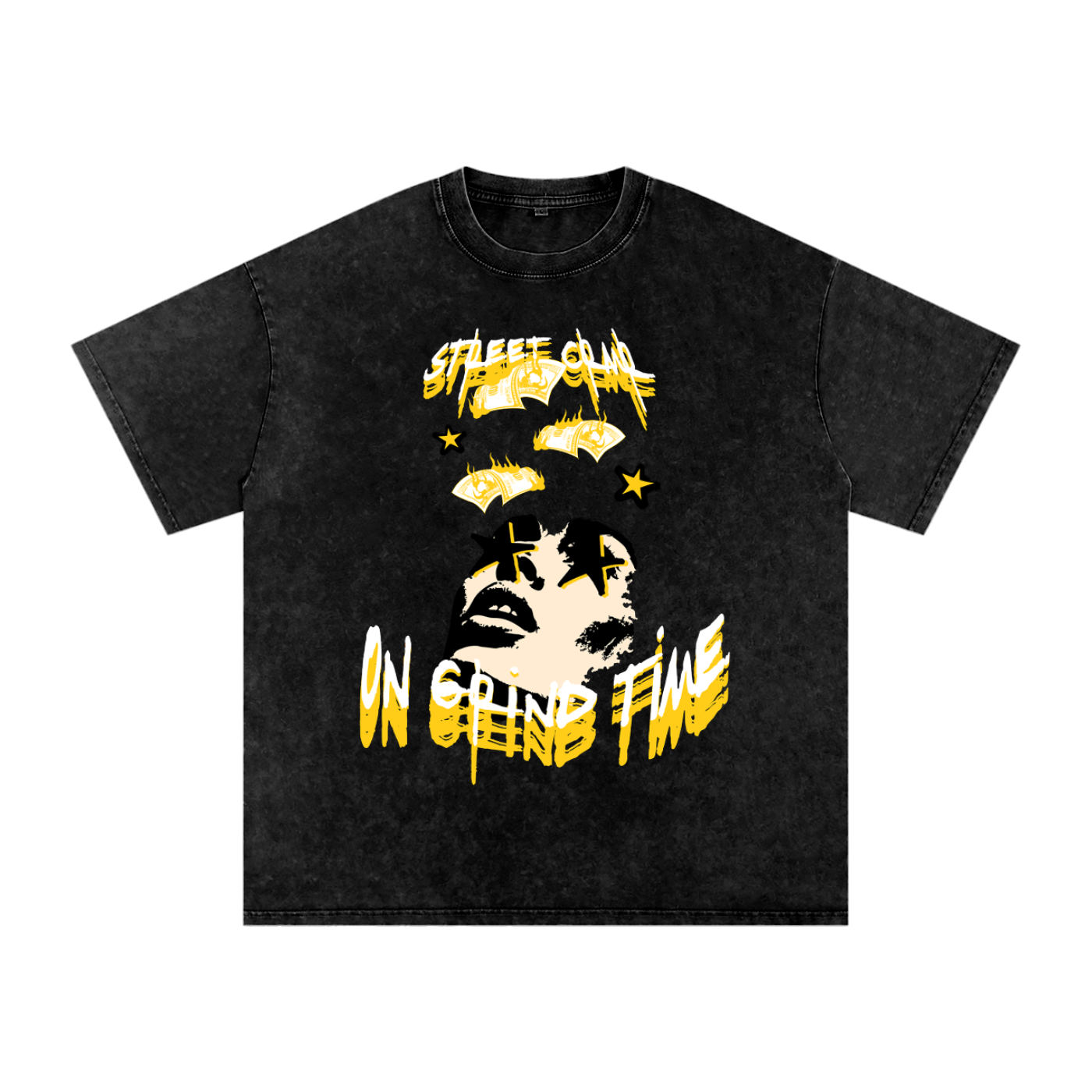 On grind time - street crnr acid wash tee