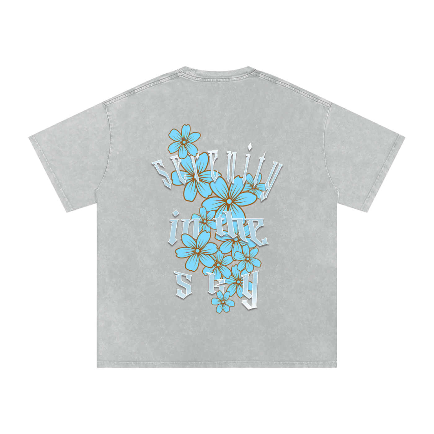 Acid Wash Oversize Graphic T-Shirt - serenity