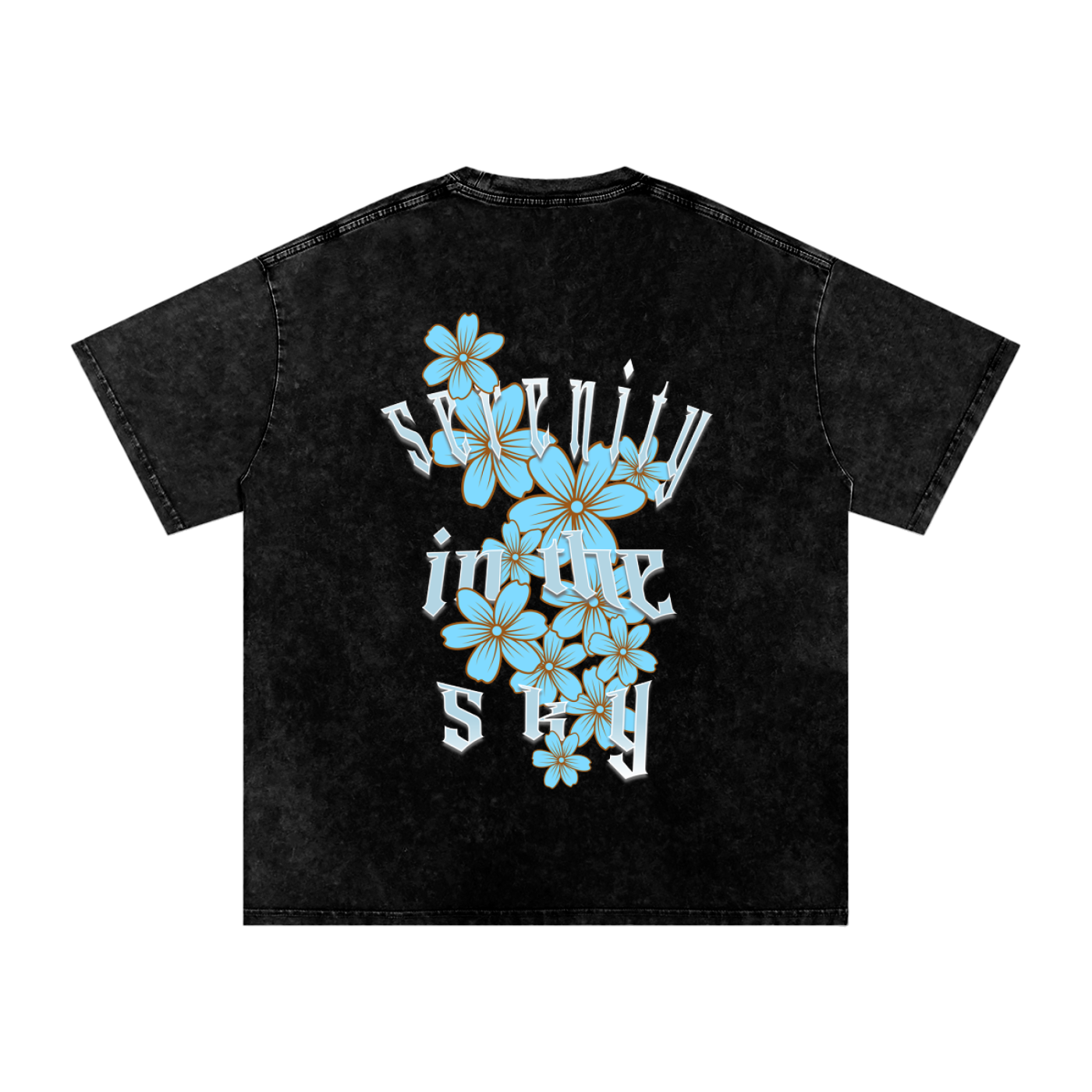 Acid Wash Oversize Graphic T-Shirt - serenity