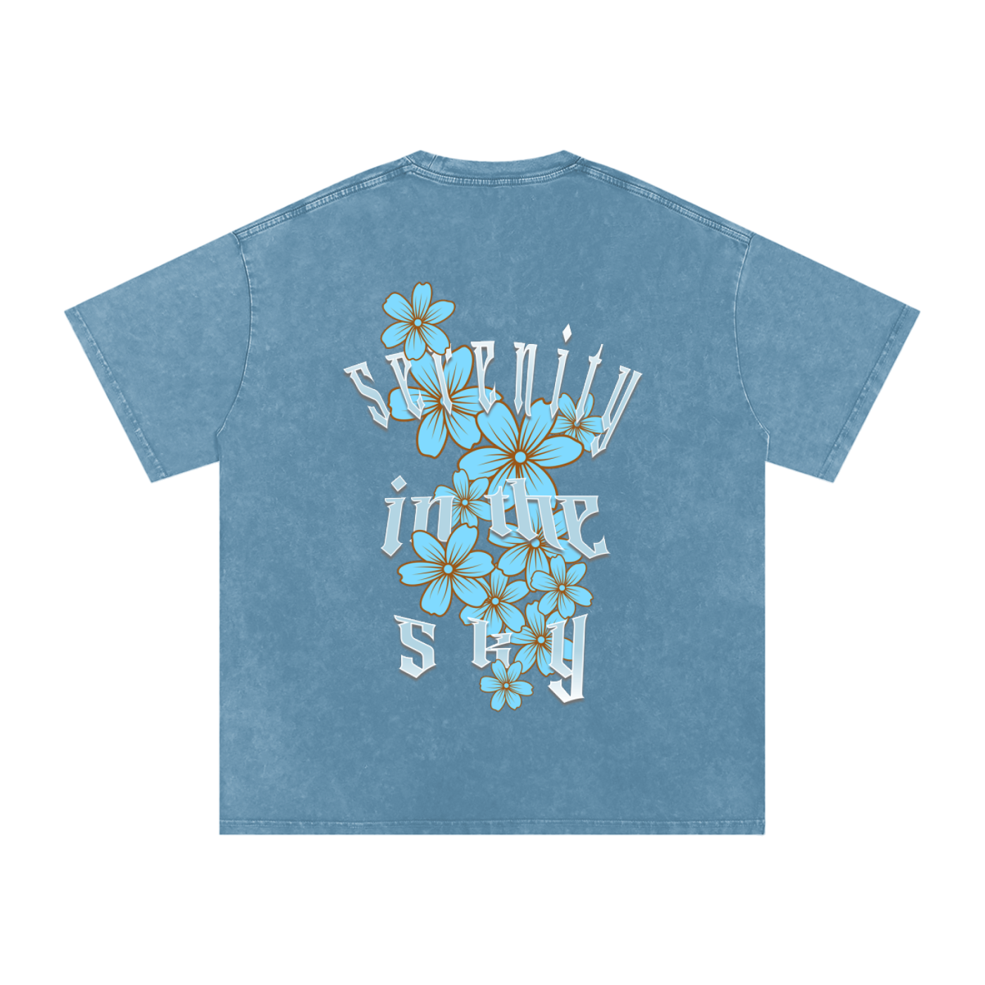 Acid Wash Oversize Graphic T-Shirt - serenity