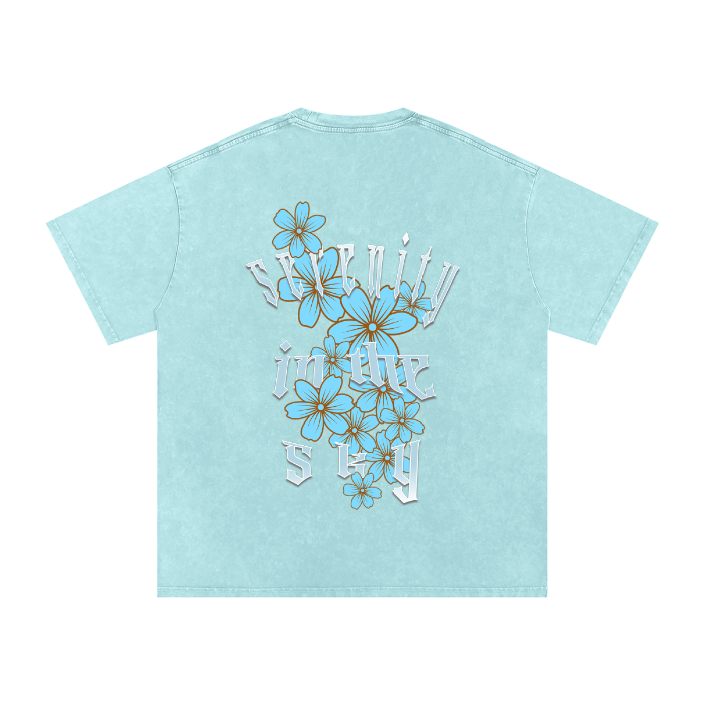 Acid Wash Oversize Graphic T-Shirt - serenity