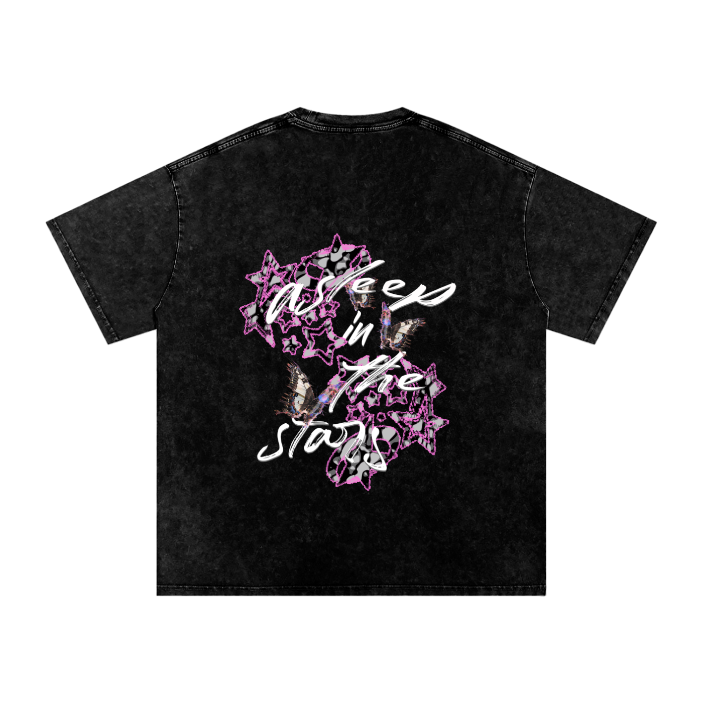 Acid Wash Oversize Graphic T-Shirt Asleep In The Stars