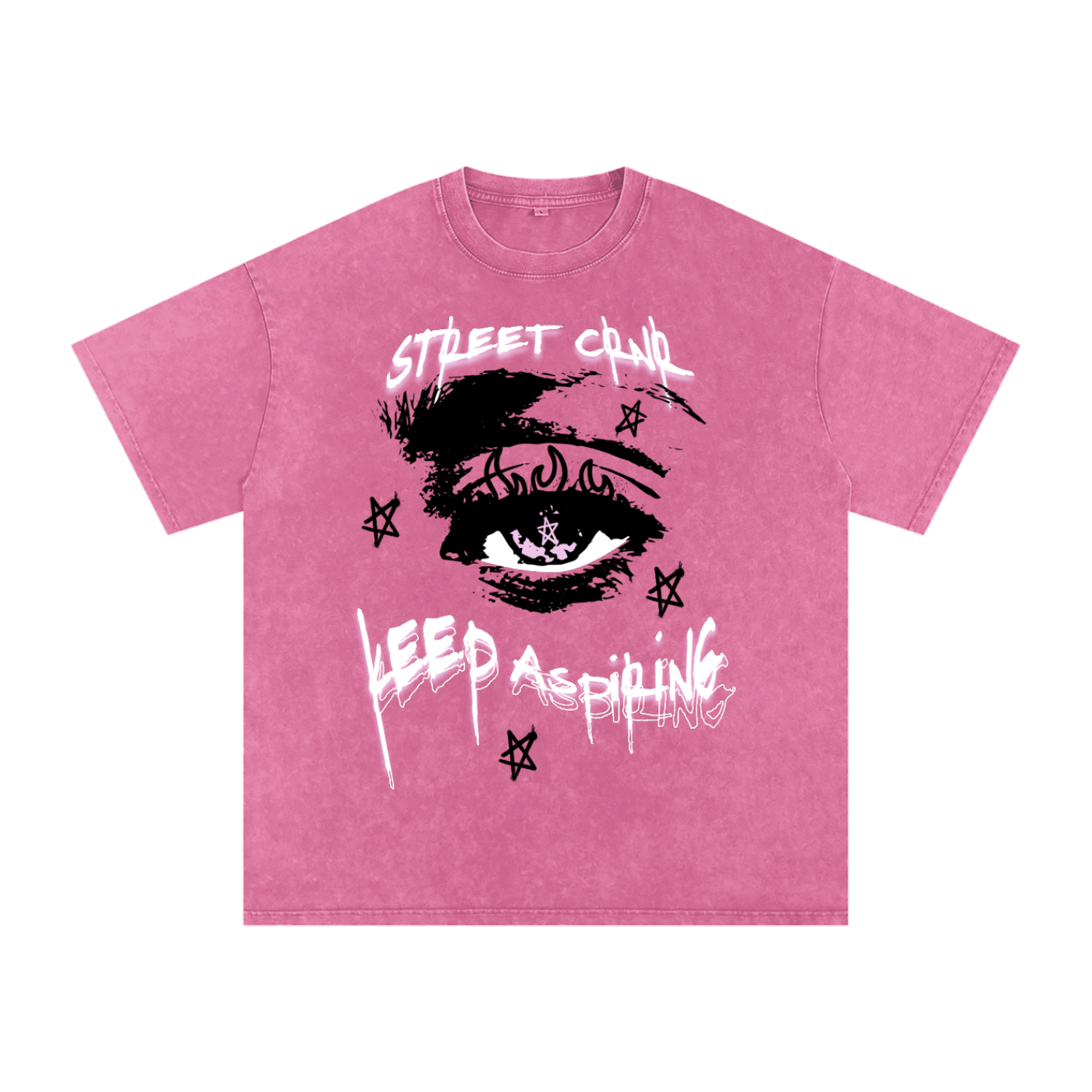 Acid Wash Oversize Graphic T-Shirt - keep aspiring