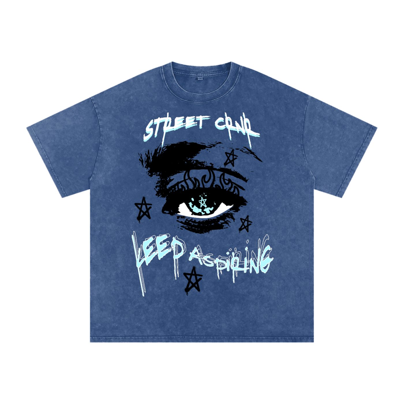 Acid Wash Oversize Graphic T-Shirt - keep aspiring