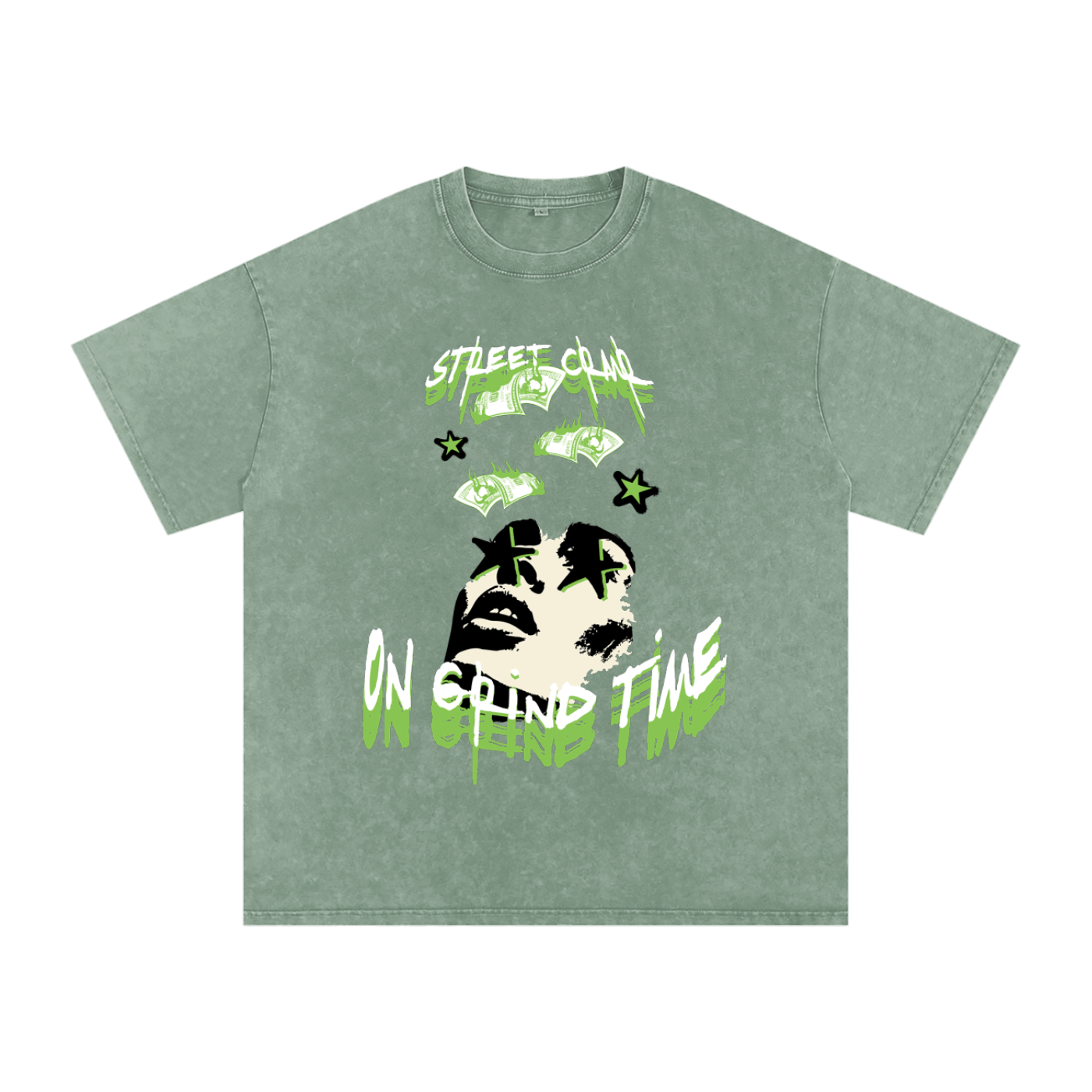 On grind time - street crnr acid wash tee