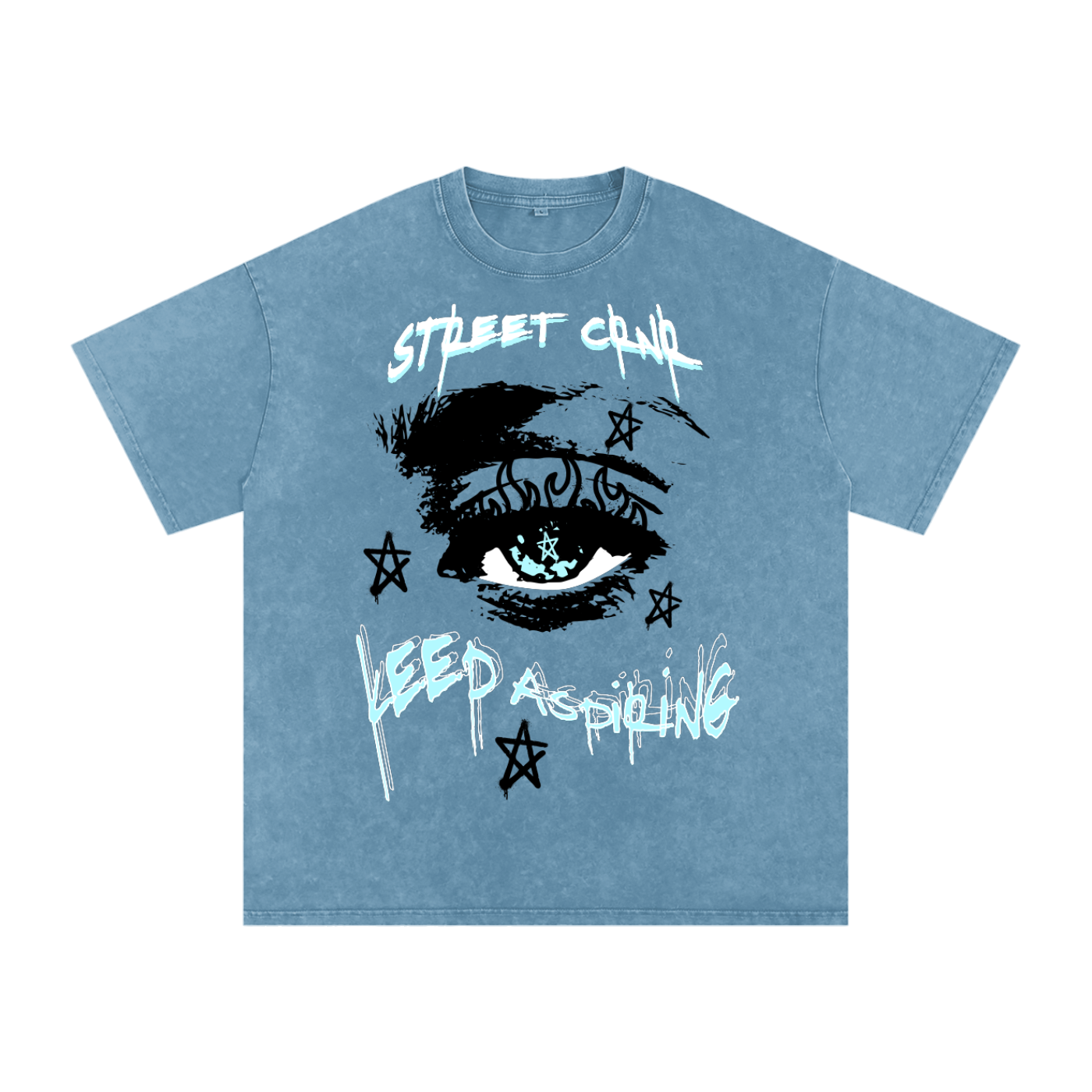 Acid Wash Oversize Graphic T-Shirt - keep aspiring