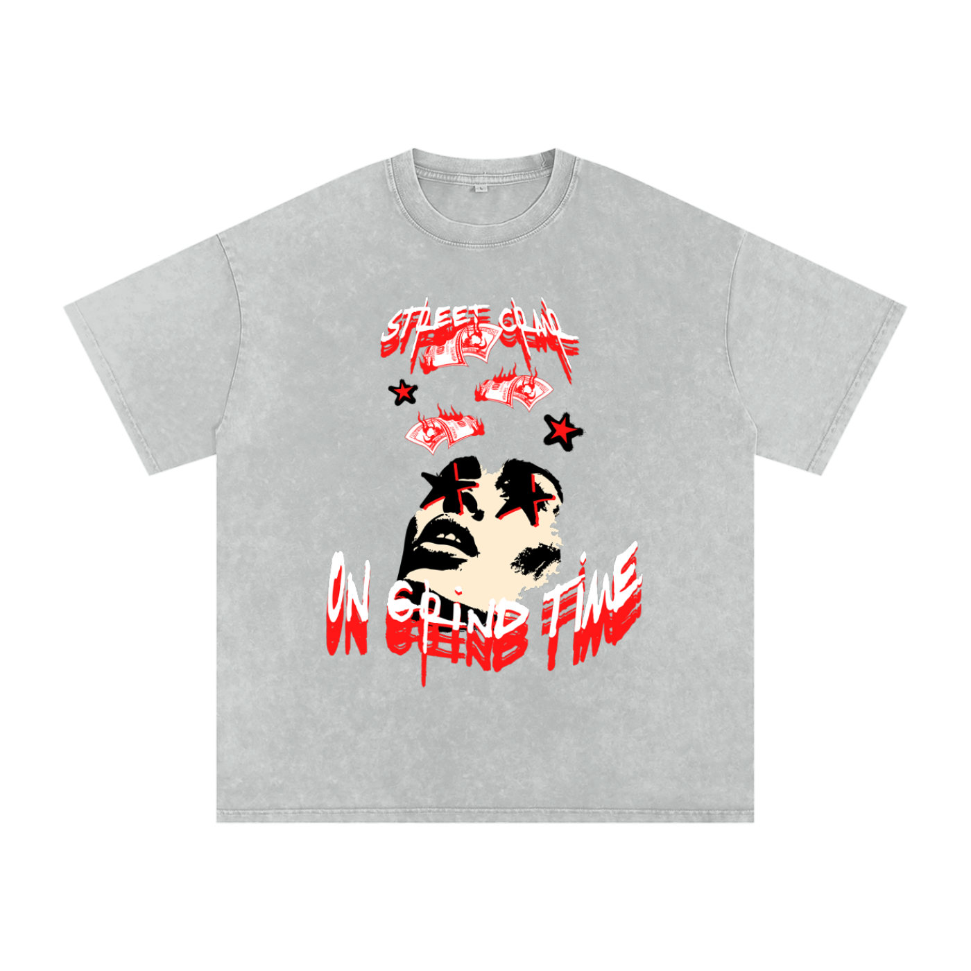 On grind time - street crnr acid wash tee
