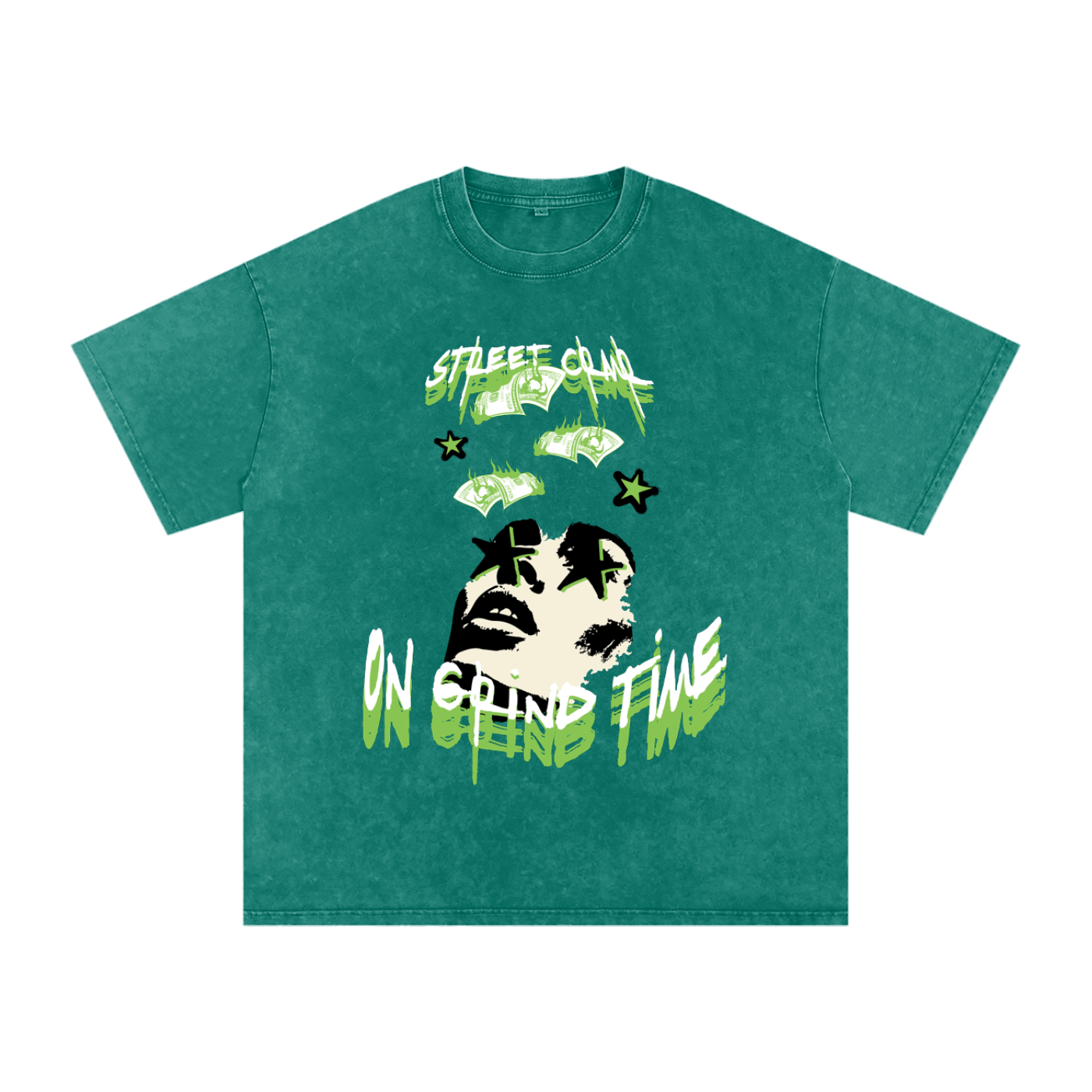 On grind time - street crnr acid wash tee