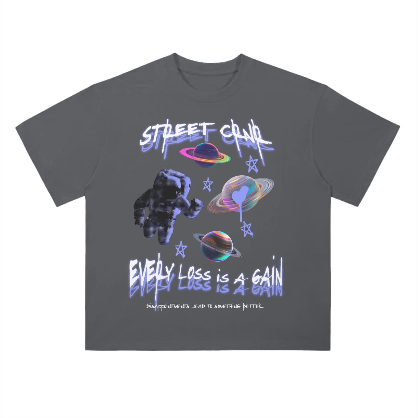 Heavyweight Drop Shoulder Cotton Graphic T-Shirt - Every Loss Is A Gain