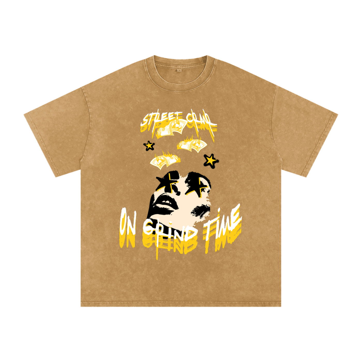 On grind time - street crnr acid wash tee