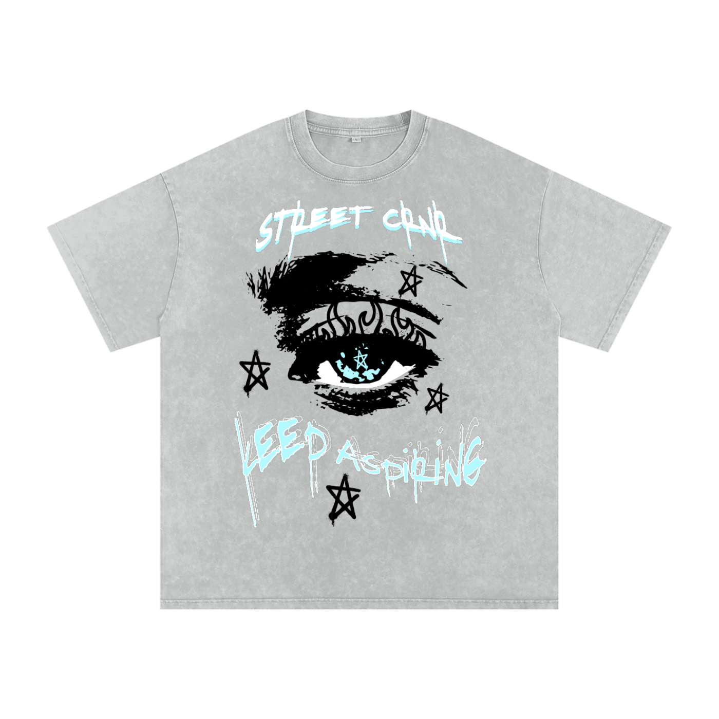 Acid Wash Oversize Graphic T-Shirt - keep aspiring