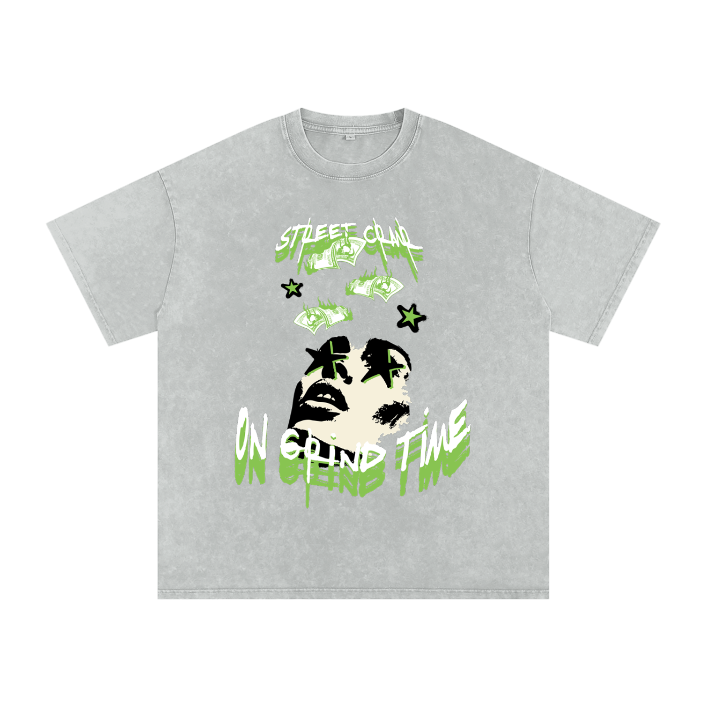 On grind time - street crnr acid wash tee
