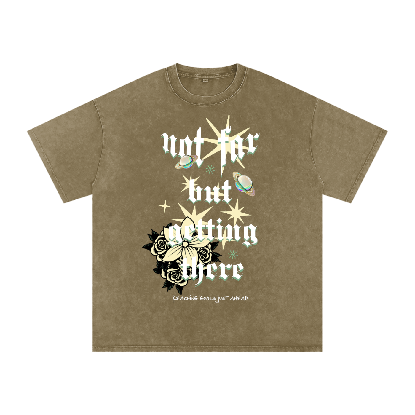 Acid Wash Oversize Graphic T-Shirt - Not Far But Getting There