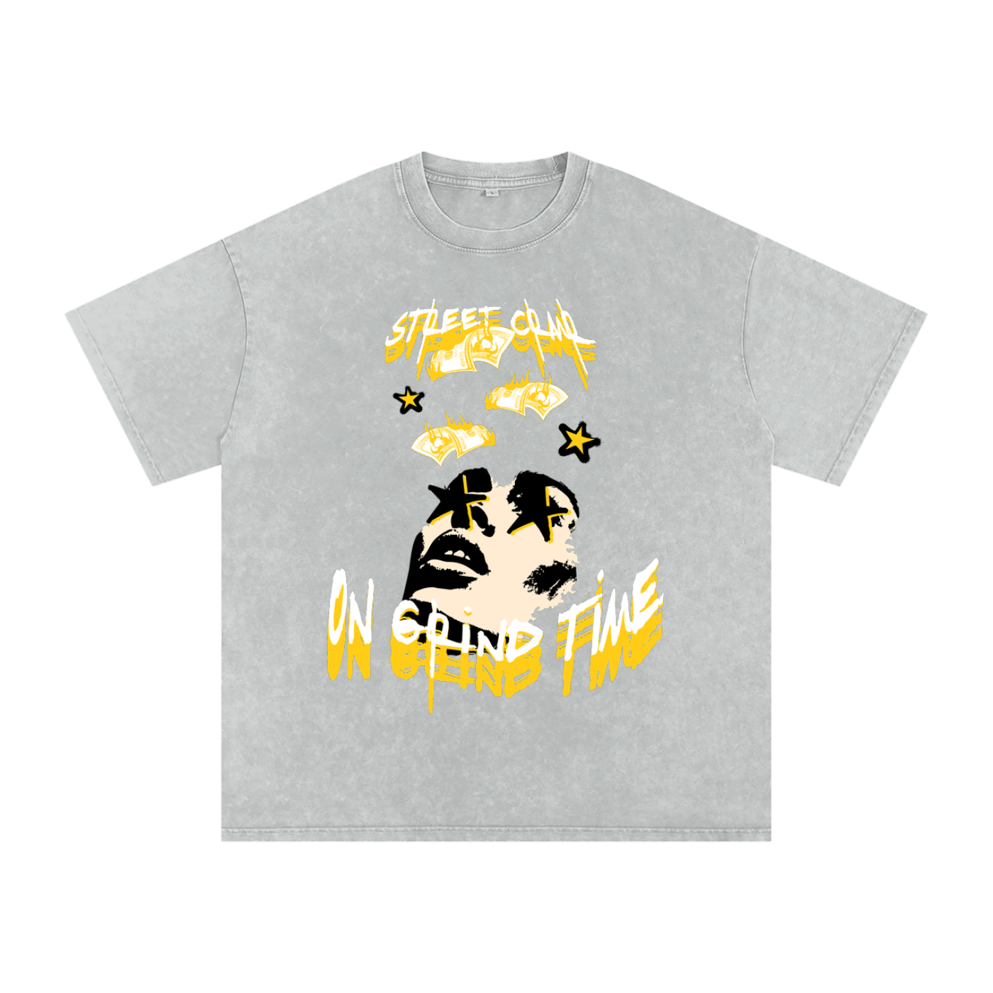 On grind time - street crnr acid wash tee