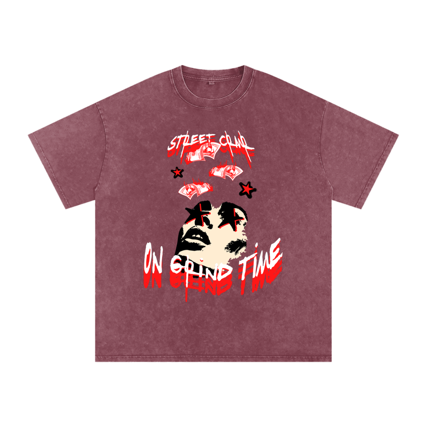 On grind time - street crnr acid wash tee