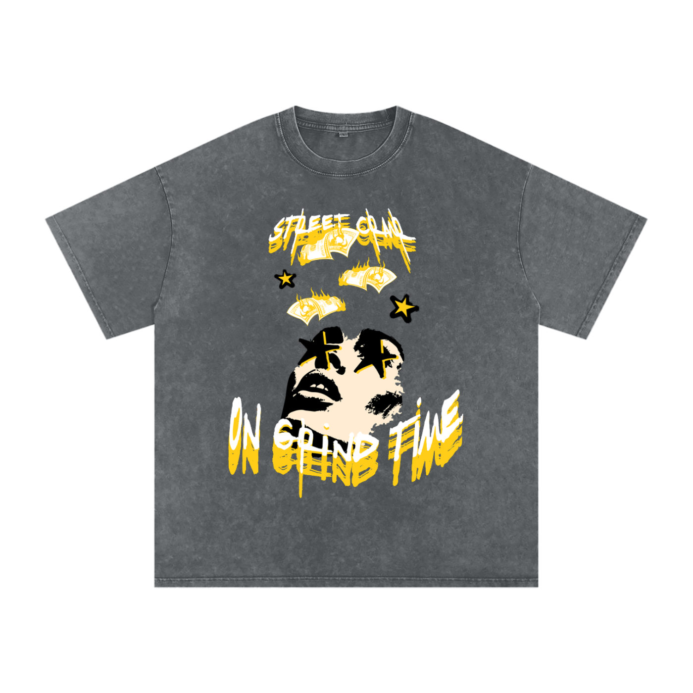 On grind time - street crnr acid wash tee