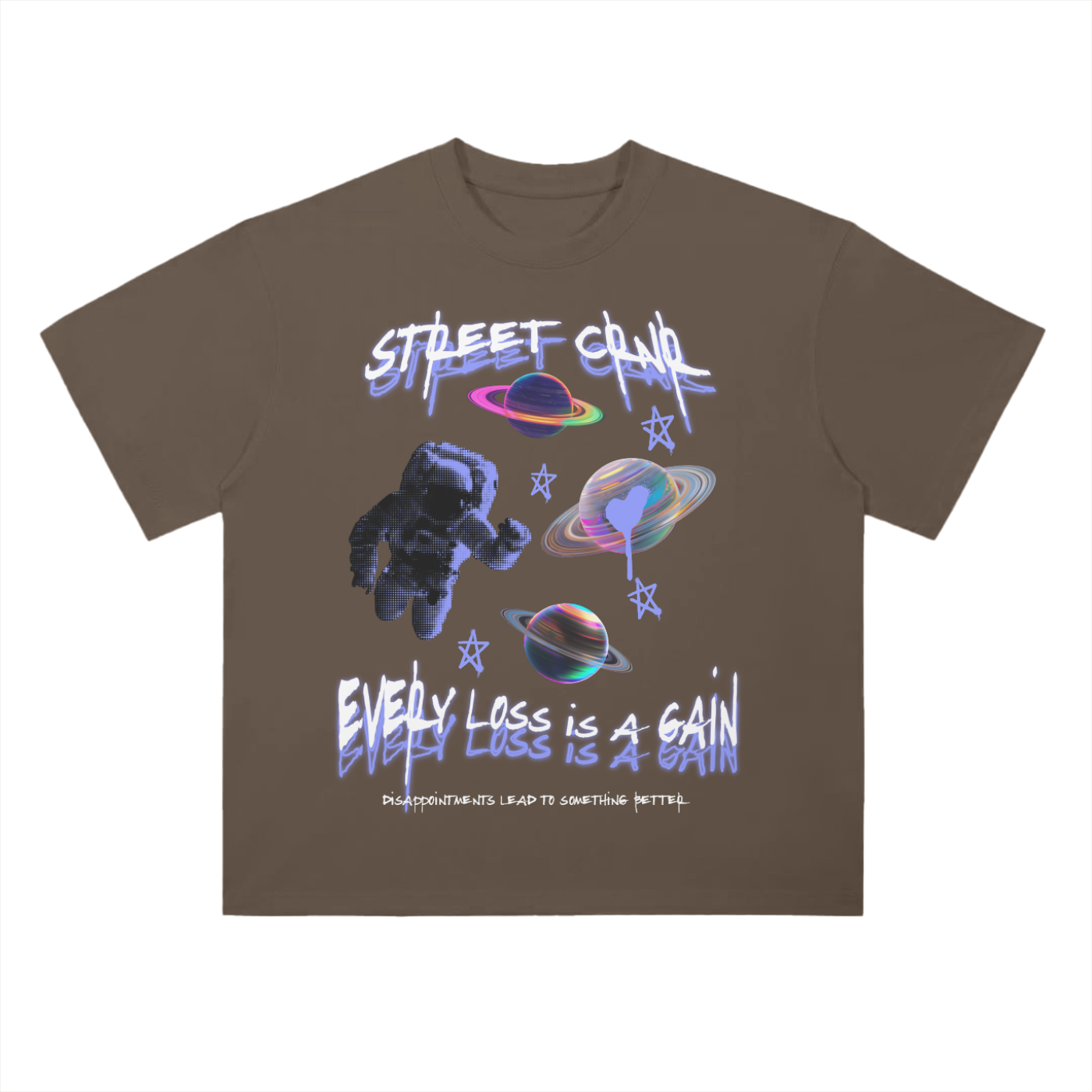 Heavyweight Drop Shoulder Cotton Graphic T-Shirt - Every Loss Is A Gain