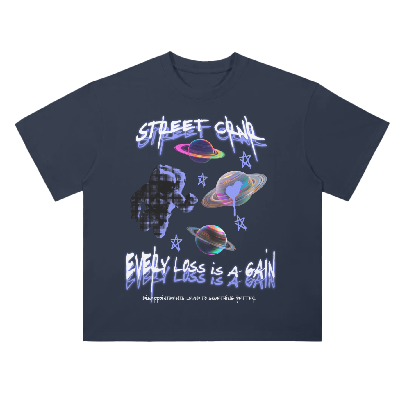 Heavyweight Drop Shoulder Cotton Graphic T-Shirt - Every Loss Is A Gain