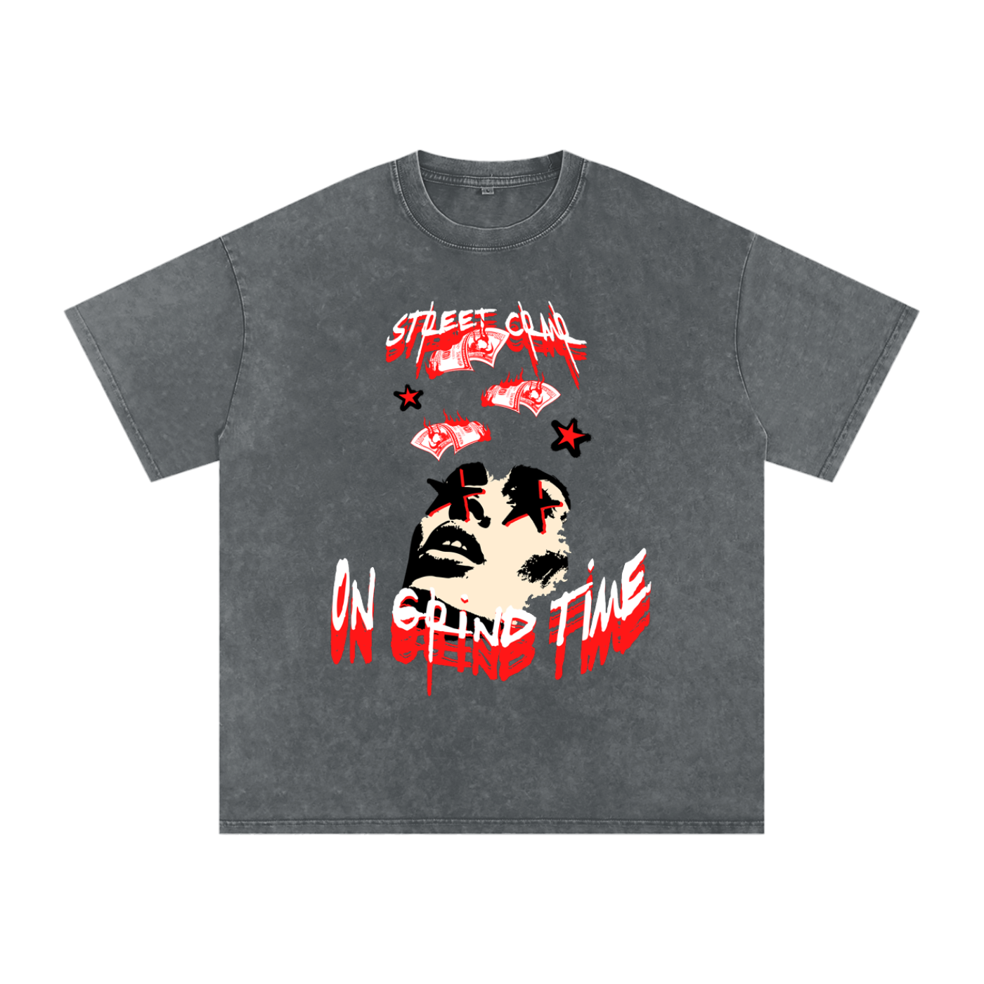 On grind time - street crnr acid wash tee