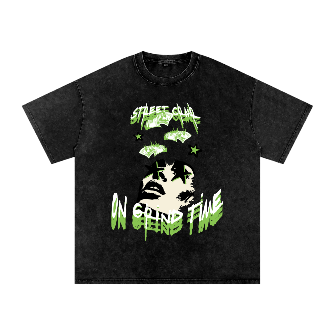 On grind time - street crnr acid wash tee