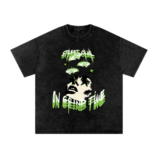On grind time - street crnr acid wash tee