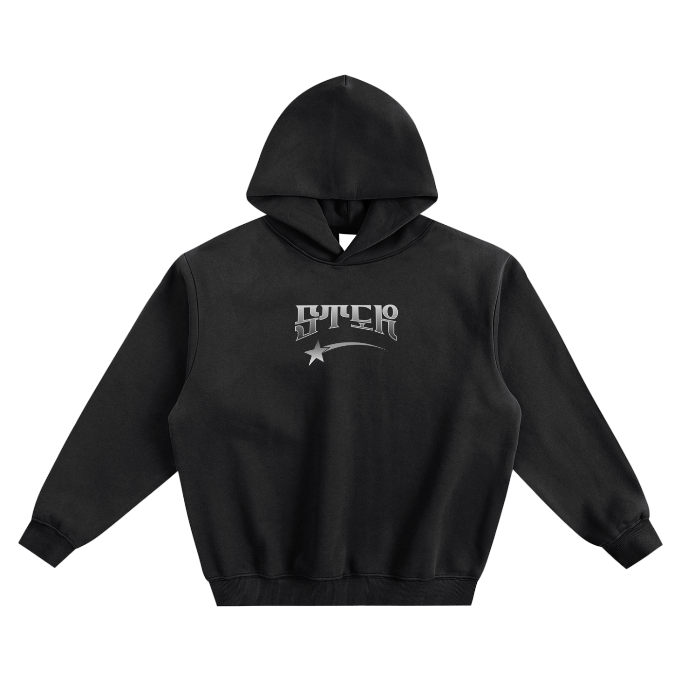 Fleeced Boxy Hoodie with Graphic - 350 msg