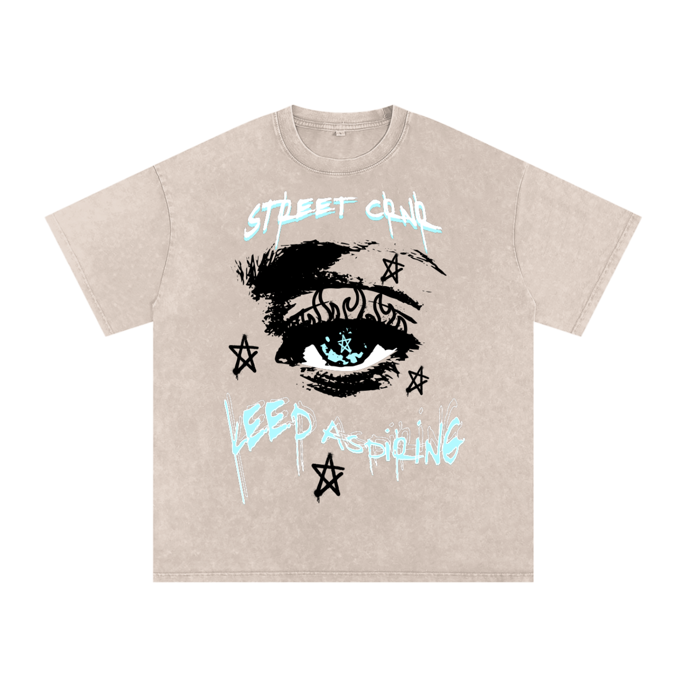 Acid Wash Oversize Graphic T-Shirt - keep aspiring