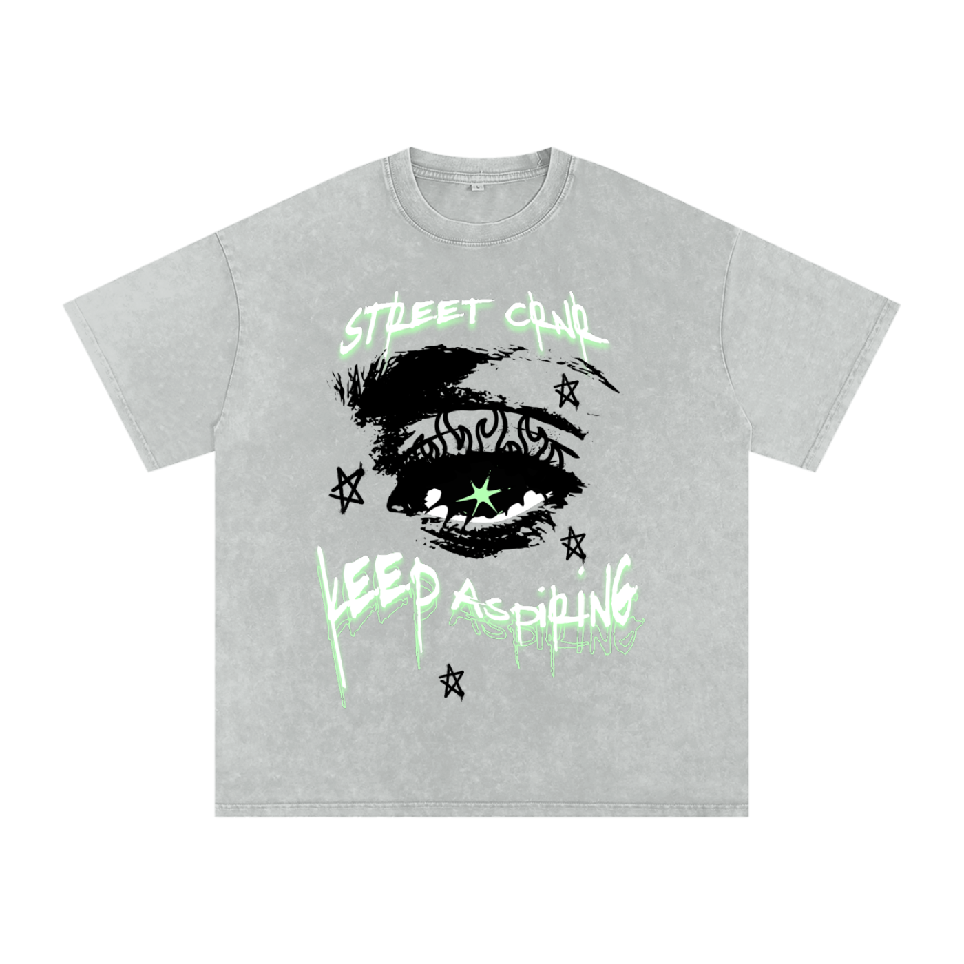 Acid Wash Oversize Graphic T-Shirt - keep aspiring