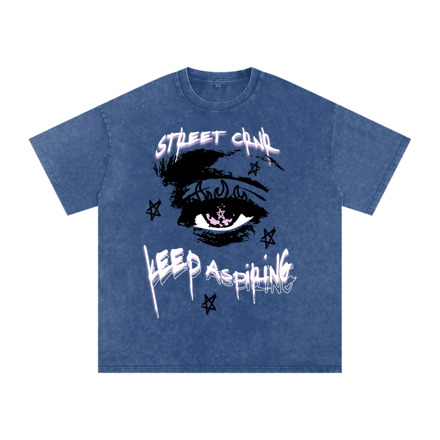 Acid Wash Oversize Graphic T-Shirt - keep aspiring