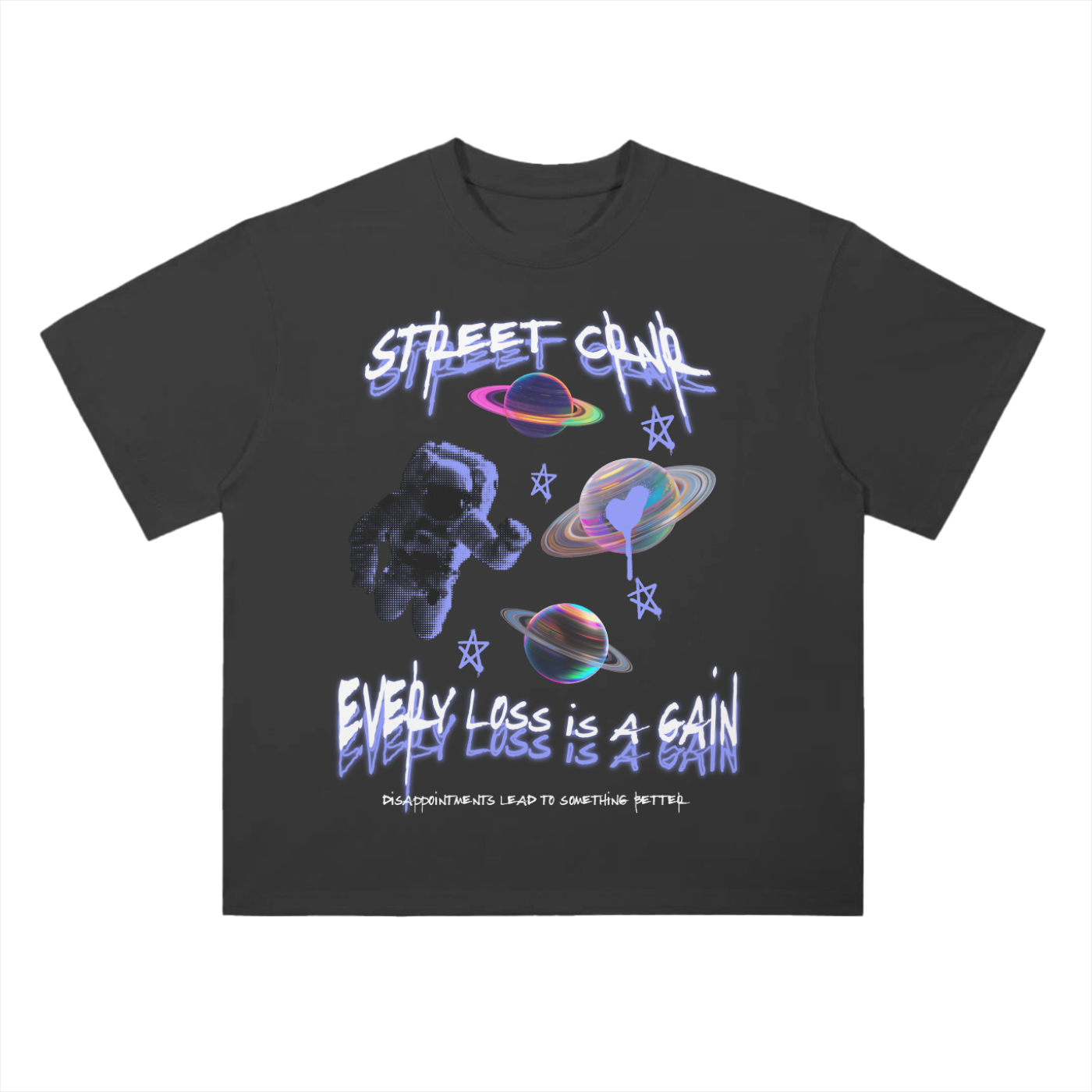 Heavyweight Drop Shoulder Cotton Graphic T-Shirt - Every Loss Is A Gain