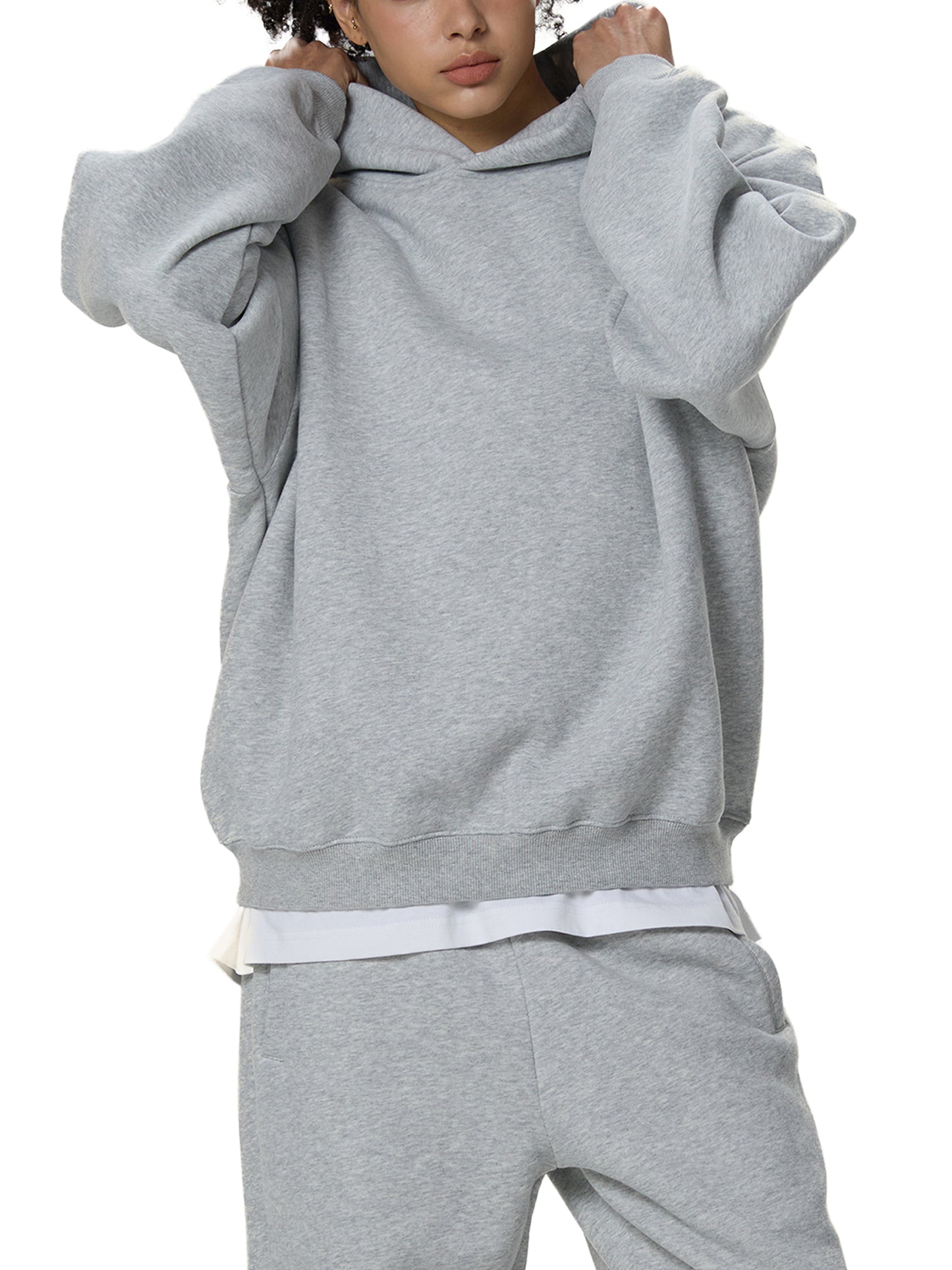 Fleeced Boxy Hoodie with Graphic - 350 msg