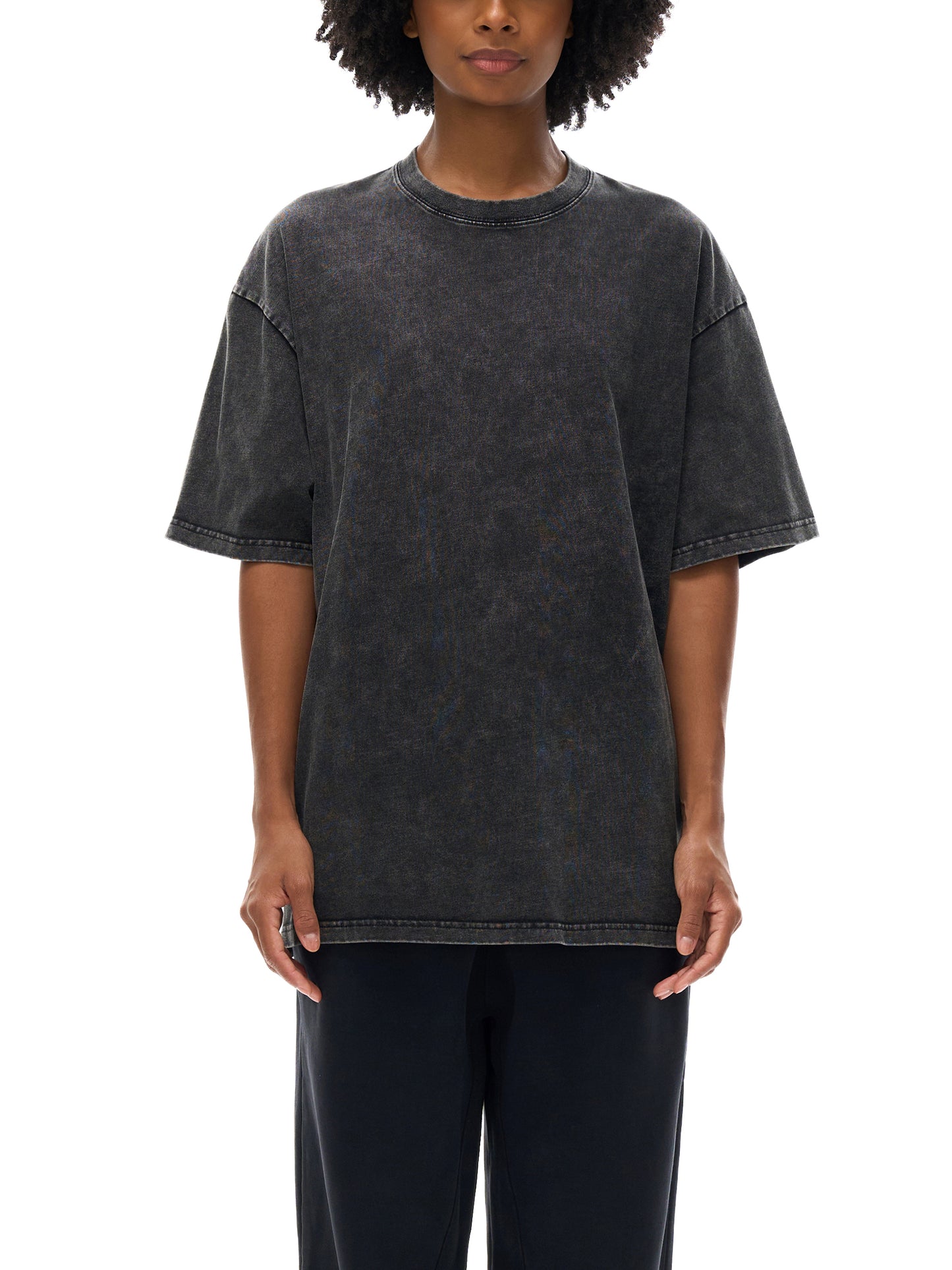Acid Wash Oversize Graphic T-Shirt - seeking peace