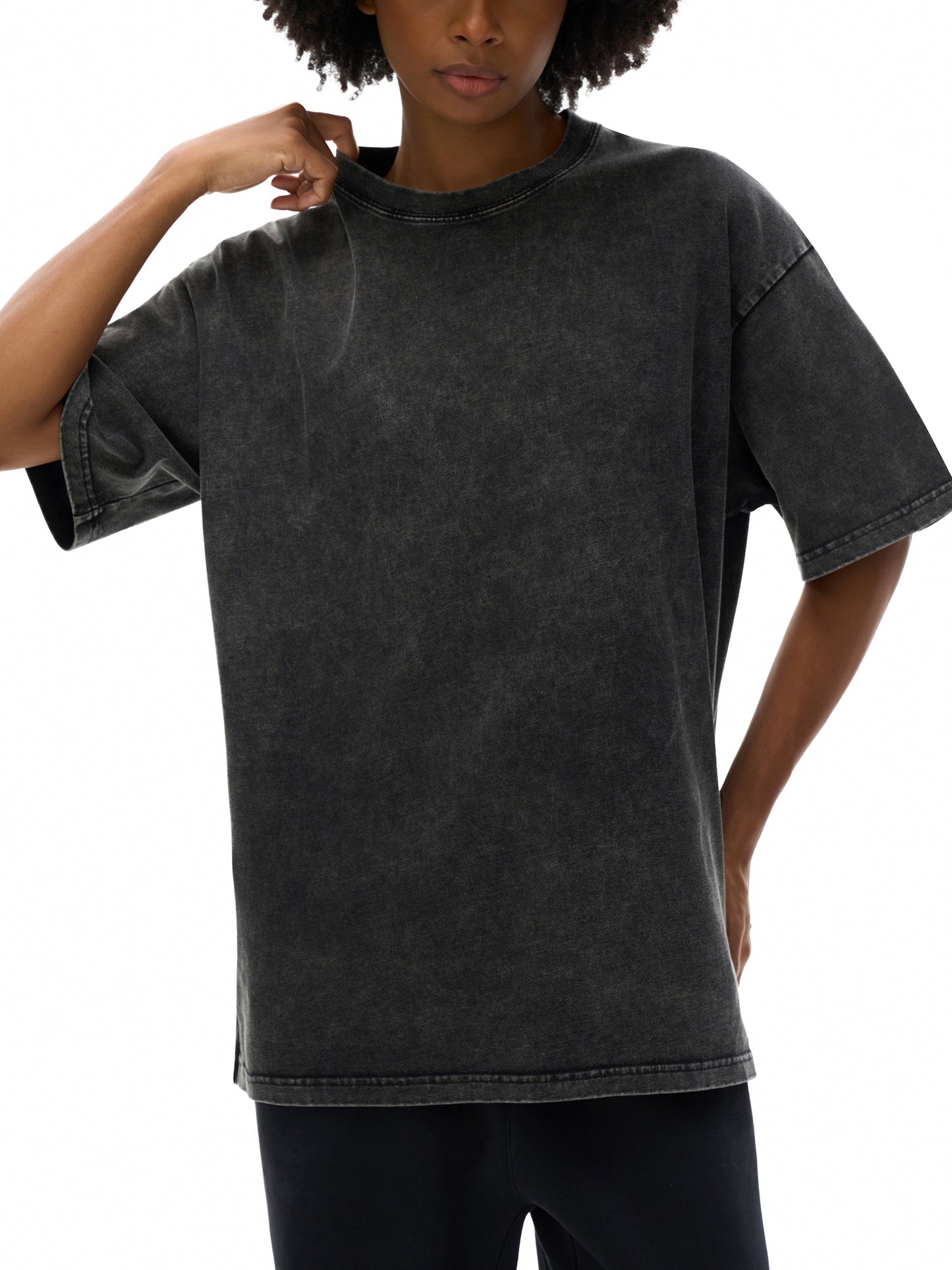 Acid Wash Oversize Graphic T-Shirt - keep aspiring